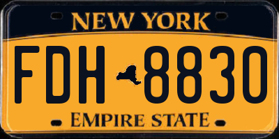 NY license plate FDH8830