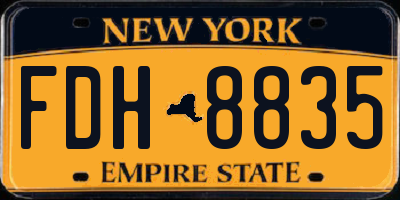 NY license plate FDH8835