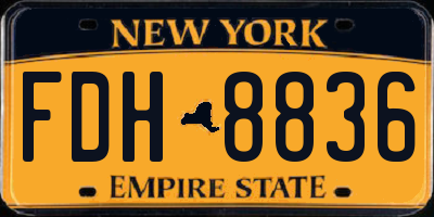NY license plate FDH8836