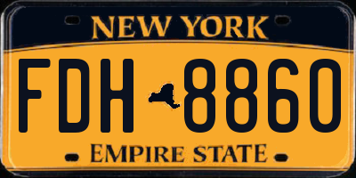 NY license plate FDH8860