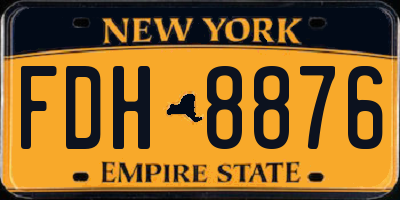 NY license plate FDH8876