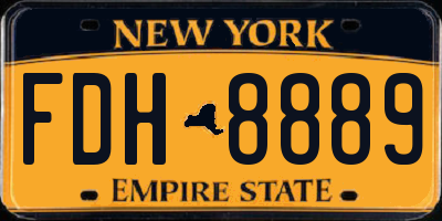NY license plate FDH8889