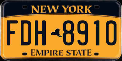 NY license plate FDH8910