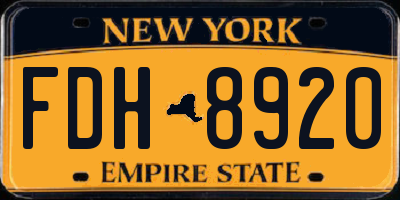 NY license plate FDH8920