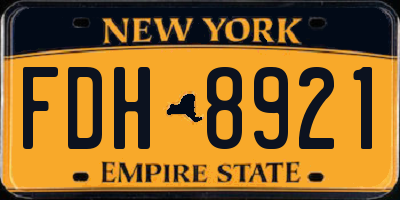 NY license plate FDH8921