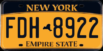 NY license plate FDH8922