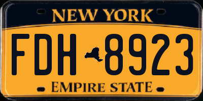 NY license plate FDH8923