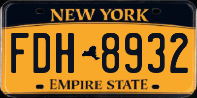 NY license plate FDH8932