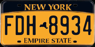NY license plate FDH8934