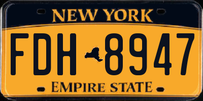 NY license plate FDH8947