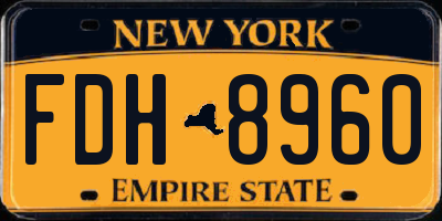 NY license plate FDH8960