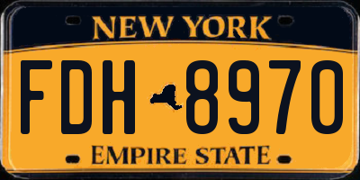 NY license plate FDH8970