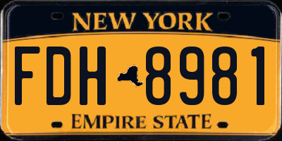 NY license plate FDH8981