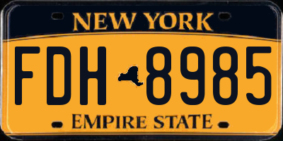 NY license plate FDH8985