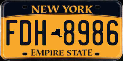 NY license plate FDH8986