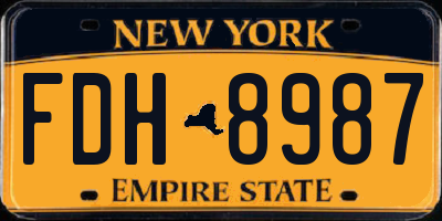 NY license plate FDH8987