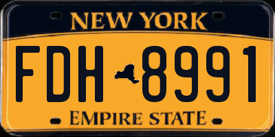 NY license plate FDH8991