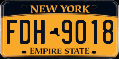 NY license plate FDH9018