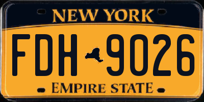 NY license plate FDH9026