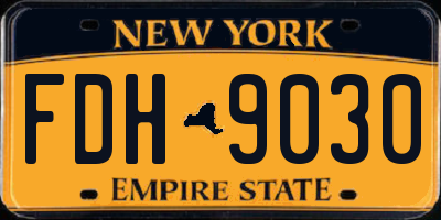 NY license plate FDH9030