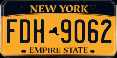 NY license plate FDH9062