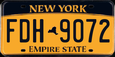 NY license plate FDH9072