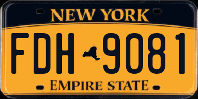 NY license plate FDH9081
