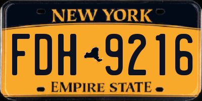 NY license plate FDH9216