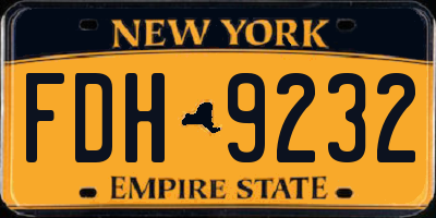 NY license plate FDH9232