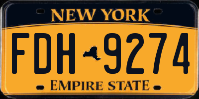 NY license plate FDH9274