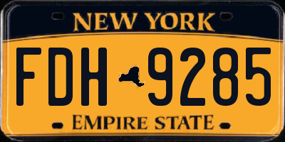 NY license plate FDH9285