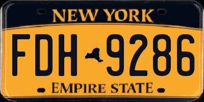 NY license plate FDH9286