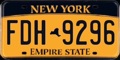 NY license plate FDH9296