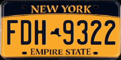 NY license plate FDH9322