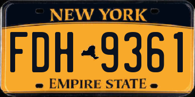 NY license plate FDH9361