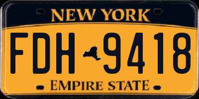 NY license plate FDH9418