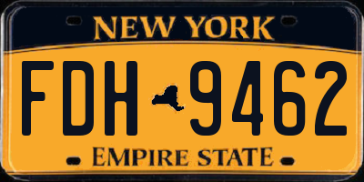 NY license plate FDH9462