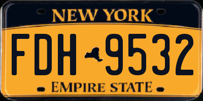 NY license plate FDH9532