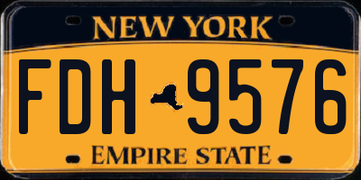 NY license plate FDH9576