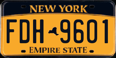NY license plate FDH9601