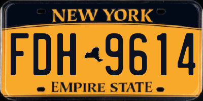 NY license plate FDH9614