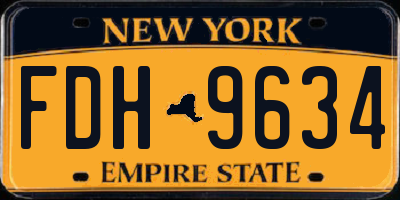 NY license plate FDH9634