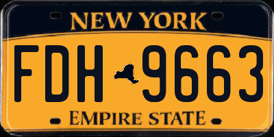 NY license plate FDH9663