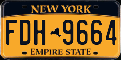NY license plate FDH9664