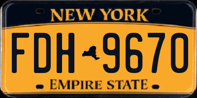 NY license plate FDH9670