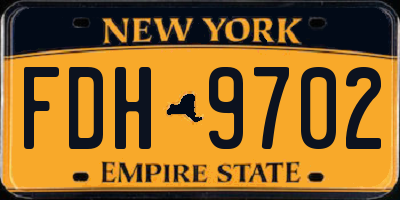 NY license plate FDH9702