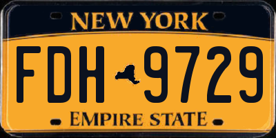 NY license plate FDH9729