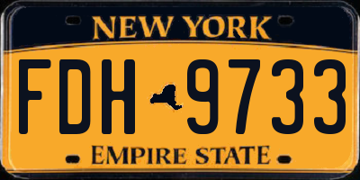NY license plate FDH9733
