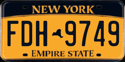 NY license plate FDH9749