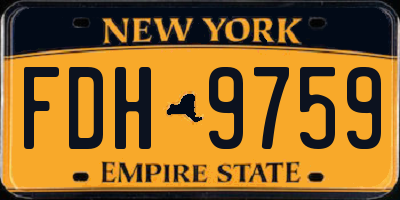 NY license plate FDH9759